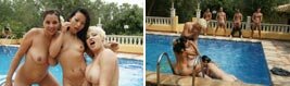 Orgía con pornostars famosas en la piscina